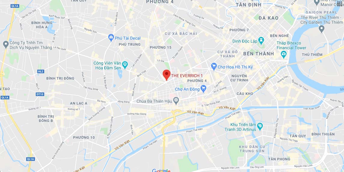 Vị trí dự án The EverRich 1 Quận 11 trên Google Maps