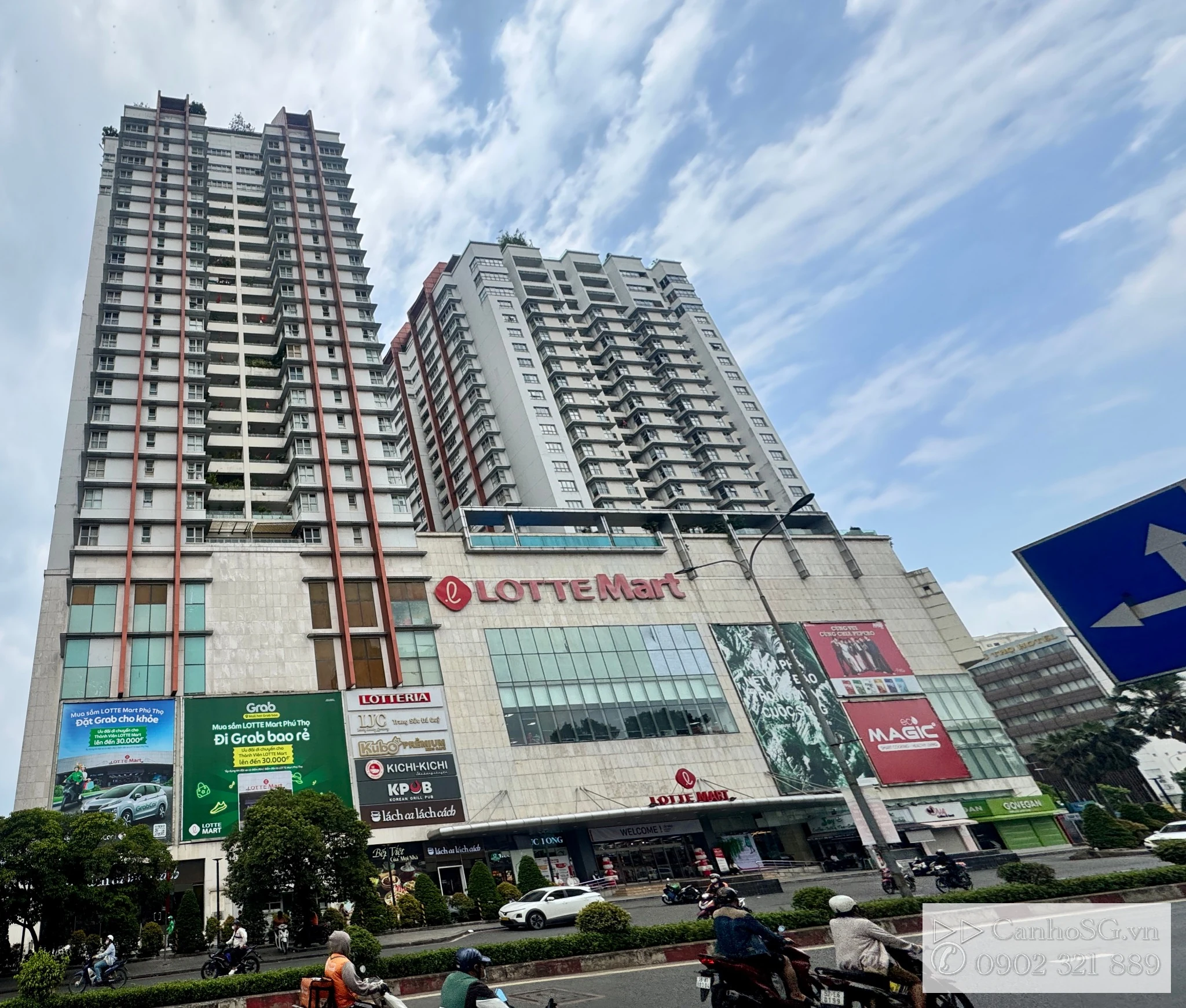 Mặt tiền dự án The Everrich Quận 11 tại đường 3/2 với khối đế Lotte Mart Phú Thọ.