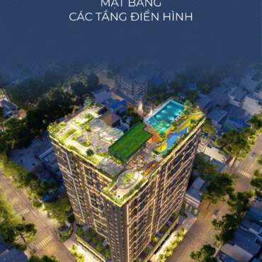 Phối cảnh trên cao dự án căn hộ Legacy 66 tại Tân Thành, Quận 5, nổi bật với khối tháp căn hộ, tiện ích tầng thượng, hồ bơi và mảng xanh bao quanh.