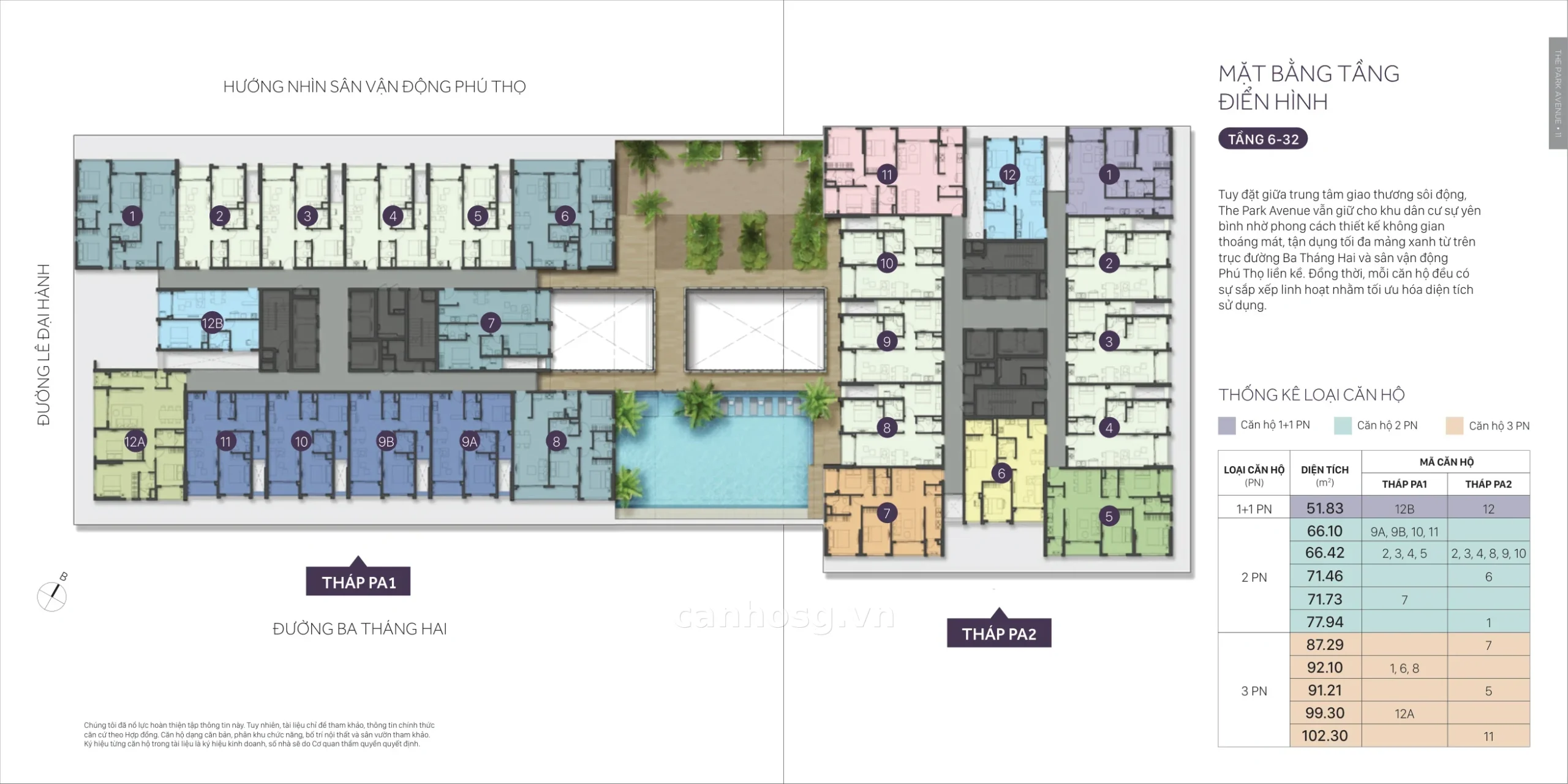 Mặt bằng tầng điển hình căn hộ The Park Avenue